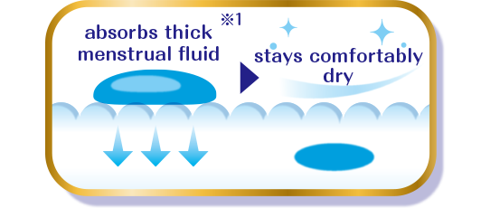 absorbs thick menstrual fluid ※1 stays comfortably dry