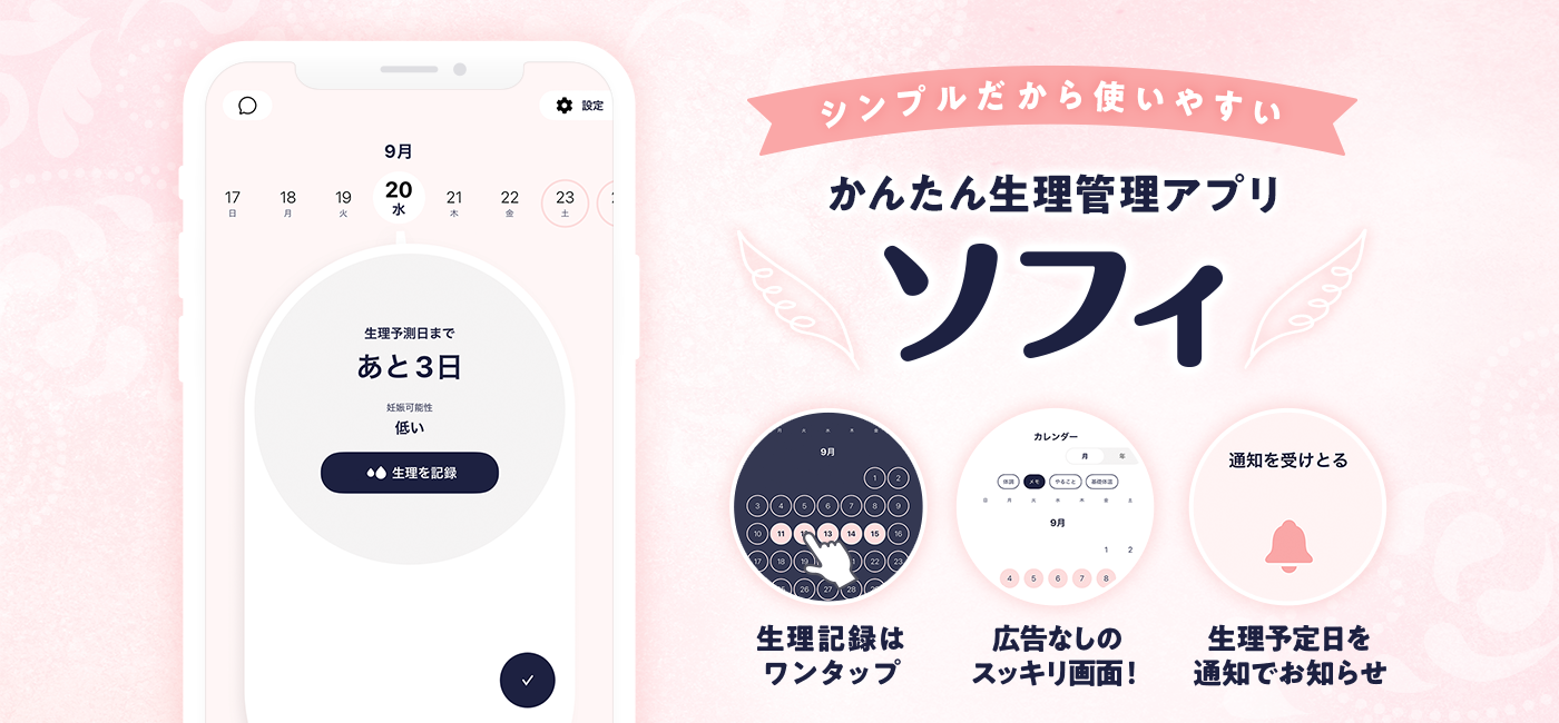 シンプルだから使いやすい かんたん生理管理アプリ ソフィ