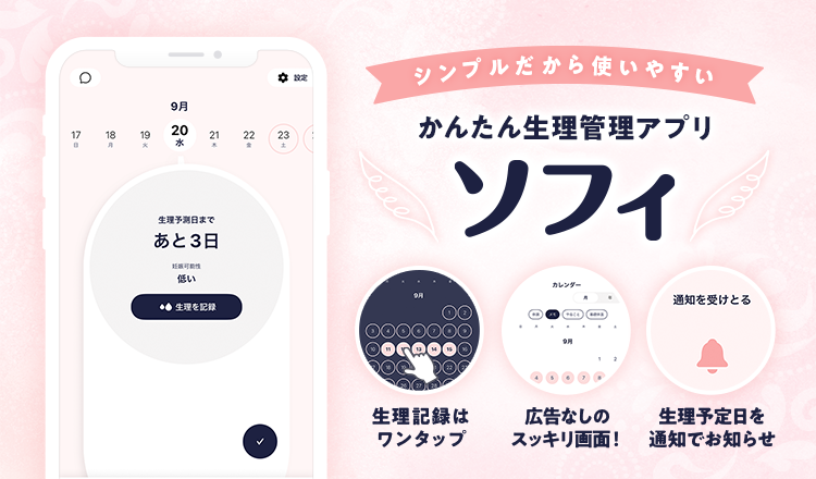 シンプルだから使いやすい かんたん生理管理アプリ ソフィ