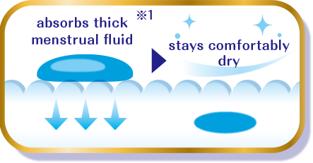 absorbs thick menstrual fluid ※1 stays comfortably dry