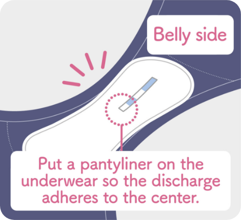 Put a pantyliner on the underwear so the discharge adheres to the center.