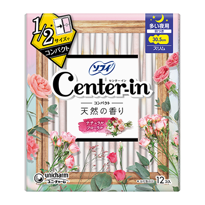Center-in Compact1/2 天然花卉的清香 量多时夜用/超薄 30.5cm 护翼型