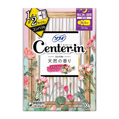 Center-in Compact1/2 天然花卉的清香 超量时夜用/超薄 36.5cm 护翼型