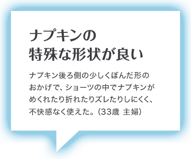 ナプキンの 特殊な形状が良い